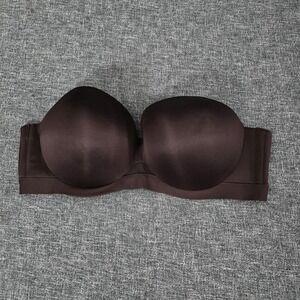 Cacique Comfort Bliss Strapless Women Bra 46D Brown Underwired Lightly Lined